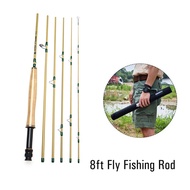 Carbon Fiber Fly Fishing Rod 8ft 6 Sections Portable Fly Rod Quick Assembly Travel Fishing Pole Trou