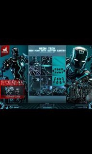 (全新未開特別版+送1盒hot toys) Hot toys Iron Man mark4 Neon Tech 1.0 MMS672 MMS672D50
