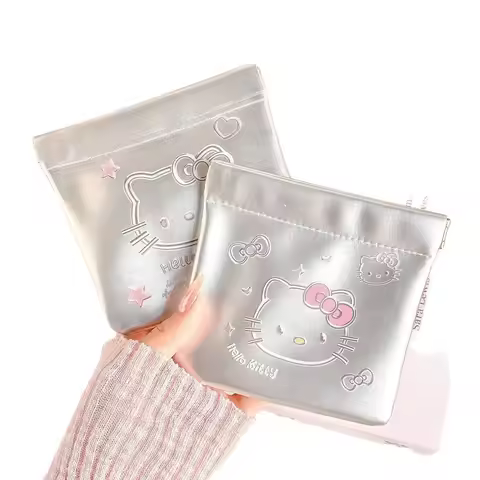 Hello Kitty Storage Bag Mini Makeup Bag HK Data Cable Storager Ins Coin Purse Travel Storage Bags Au