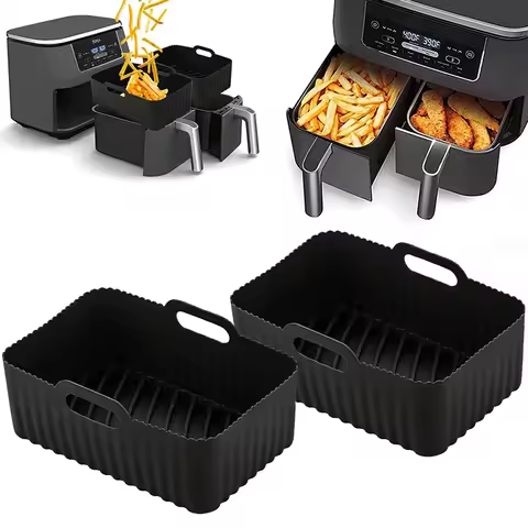 Rectangle Air Fryer Silicone Liner Mold For Ninja DZ201/DZ401 8-10QT Nonstick Dual Zone Airfryer Bas