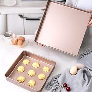 11x11 Inch Non‑Stick Square Baking Pan Carbon Steel Champagne Gold Baking Tray For Cake Roll Cookie 