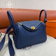 🌈Hermes💙Mini Lindy一代💙深邃藍金扣🌈全套有單💙98新🌟TC皮🌟Stamp Z🌟