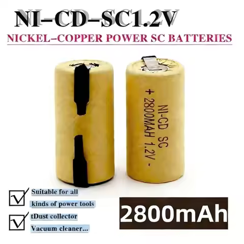 Battery 1.2V Rechargeable NI-CD 1.2V Battery SC Rechargeable Battery 1.2V 2800mAh Sub C NI-CD Cell W