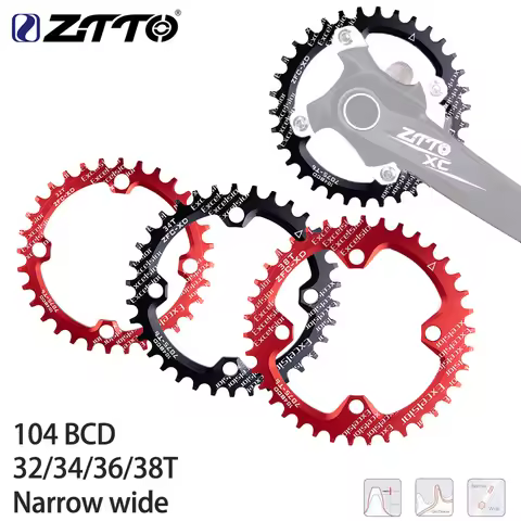 ZTTO Single Speed 1x system Narrow Wide Chainring 104 BCD ROUND 32T 34T 36T 38T For MTB 12S 11S 10S