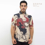 KEMEJA Mayura Short Sleeve Batik Asana Shirt - Maroon