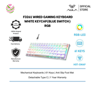 AULA Wired Mechanical Gaming Keyboard F3261 – White Keycap (Blue Switch) F3261-WHT-BLSW