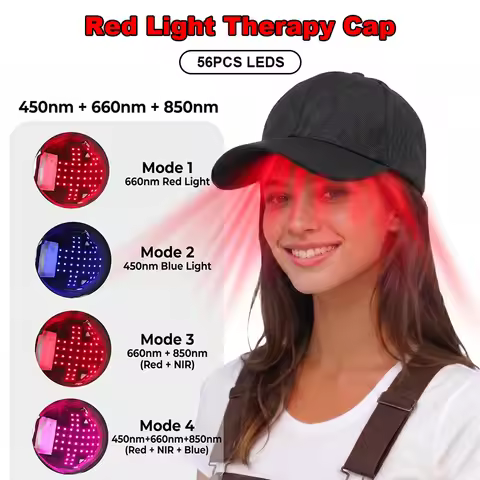 450nm 660nm 850nm 56PCS LEDS Red Light Therapy Cap for Hair Growth Scalp Care Hair Wellness Beauty P