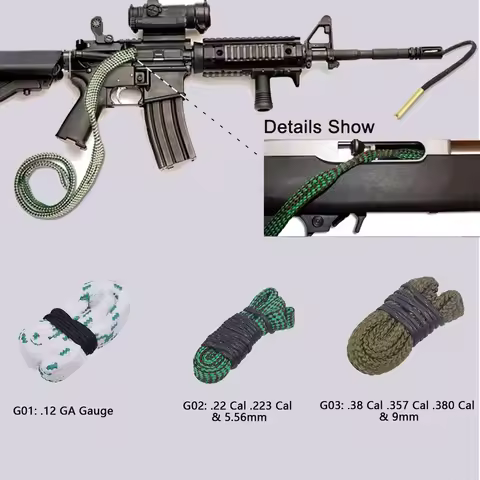 Tactical Gun Cleaning Kit Hunting Gun Bore Cleaner CAL.22 .223 .38 5.56mm 7.62mm 12GA Rifle Pistol B