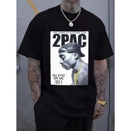 Men'S Tupac ALL EYEZ ON ME Album Art Portrait T-Shirt - Hip-Hop Legend Graphic Tee with Bold 2PAC Le