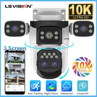 LS VISION 10K 4เลนส์3หน้าจอ10X ออปติคอลไฮบริดซูมไฮบริดกล้อง CCTV 20MP กล้องพีทีซีระบบติดตามแบบมนุษย์