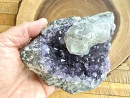 全新 天然巴西深紫晶洞共生方解石聚寶盆擺件 (飾物消磁/大顆粒方解石/招財開智慧/淨化磁場) #1113