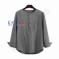 Islamode- Koko Pria Dewasa Tanpa Kerah Lengan Panjang Polos Baju Muslim Casual & Formal Kekinian Siz