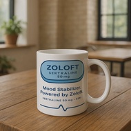 Zoloft Mood Stabilizer Mug Sertraline Antidepressant Humor Gift for Therapists Nurses Psychiatrists 