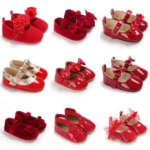 Baby Girls First Walkers 0-18 Months Red Princess Shoes Soft Sole Spring Autumn