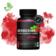 Berberine 4700 Mg, with Ceylon Cinnamon, Turmeric, Berberine Hcl, Supports Immune System, Cardiovasc