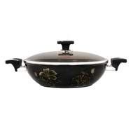 【THE LOEL】韓國天然原礦不挑爐不沾鍋 30cm雙耳鑽石深炒鍋附鍋