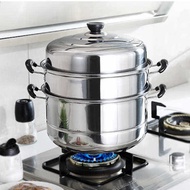 ST/🎀Direct Selling Stainless Steel Three-Layer Steamer Multi-Functional Soup Steamer Thickened Double-Layer Steamer Gift