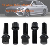 5PCS Car M14X1.5 60mm Wheel Bolts Stud Black For Mercedes-Benz A35 A45 B180 B200 Audi A1 A3 A5 VW Ca