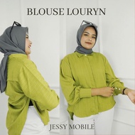 BLOUSE WANITA LUORYN SHIRT BAHAN LADY CRUSH MOTIF POLOS UKURAN M L XL XXL LD 104 -120 CM BLOUSE LADY