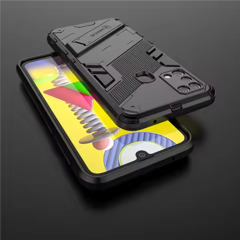 For Samsung Galaxy M31 Case Shockproof Silicone Bumper Stand Holder Armor Phone Cover For Samsung M3