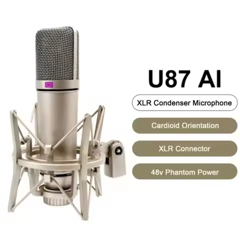 Condenser U87 AI XLR Microphone Professional Cardioid Studio Mic for Recording Podcasting Voice Over