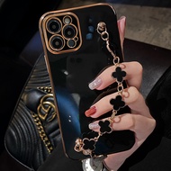 Flower Strap Case for iPhone 13 12 11 pro XS max X SE2020 6 6S 7 8 Plus XR Phone Holder Luxury Plati