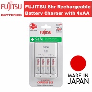 FUJITSU 6hr Rechargeable Battery Charger with 4 AA Ni mh Rechargeable Batteries