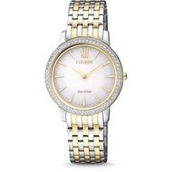 [Powermatic] CITIZEN EX1484-81A ECO-DRIVE Solar Powered Swarovski Crystals Analog Two Tone Stainless Steel Case Band WATER RESISTANCE CLASSIC LADIES WATCH