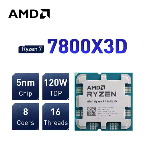 NEW AMD Ryzen 7 7800X3D Processor 8-Core 16-Thread 5.0 GHz R7 7800X3D L3=96M Socket AM5 PCIe® 5.0 bu