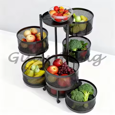 Rotating Storage Shelves Rack For Kitchen, 3-Tier/4-Tier/5-Tier Fruit And Vegetable Storage Baskets,