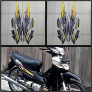 HONDA SUPRAFIT NEW 2006 MOTORCYCLE BODY STRIPING STICKER FULL BLACK YELLOW DISC BRAKE STICKER HONDA 