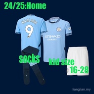 kids 24/25 HAALAND soccer clothe 24/25 Man City Home Jersey kid suit (with pants and socks) STONES D