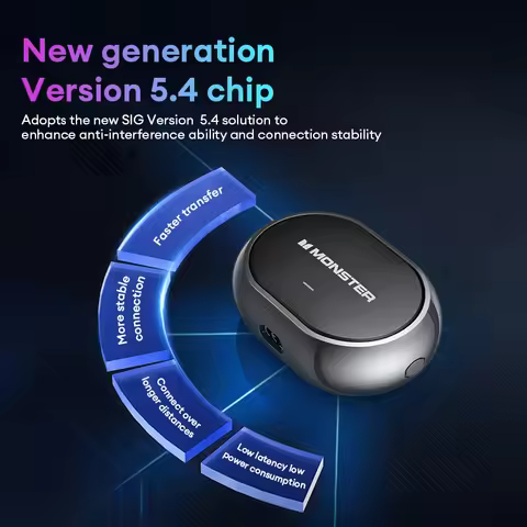 Monster AC600 Earclip Design Wireless Bluetooth V5.4 Earphone Noise Reduction HD Calls Earbuds IP5X 
