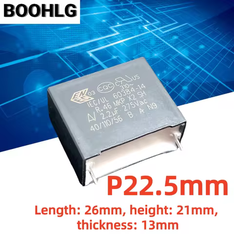 5pcs R46 MKP 2.2uf 225 2u2 275v 310v X2 Safety Capacitor P22