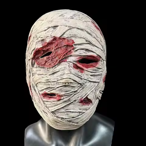 Funny Mummy Horror Mask Halloween Zombie Bandage Headpiece Haunted House Escape Room Costume Prop