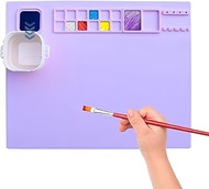 WISRIGHT Silicone Craft Mat for Kids Easy to Clean(20''x16'') - Non-Slip Silicone Painting Mat for Creators - Silicone Art Mat with Detachable Cup (Lavender)