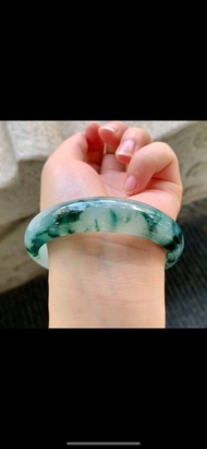 冰種翡翠天然翡翠玉鐲 A玉手鐲 玉鈪 • 冰種藍飄花翡翠福鐲