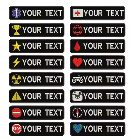 1PC 10cmX2.5cm Custom Name Patch Badge Iron On Or Hook Loop fire trophy radiation motorcycle blood d