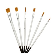 HH 6 white wooden nylon brushes Drawing Gouache watercolor pen and oil brush set