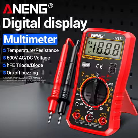 ANENG SZ853 Digital Multimeter 1999 Counts AC/DC Voltage Current Resistance Temperature hFE Triode B