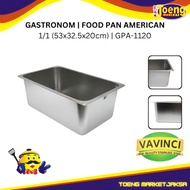 Gastronom Stainless 1/1 - Stainless Food Pan - AMERICAN STAINLESS VEGETABLE PLACE 1/1 (53x32.5x20cm)