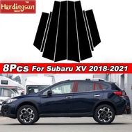 Hardingsun 8Pcs Glossy Black Car Door Window Center BC Pillar Posts Trim Cover Not Just Sticker PC Material Mirror Effect For Subaru XV 2018-2021