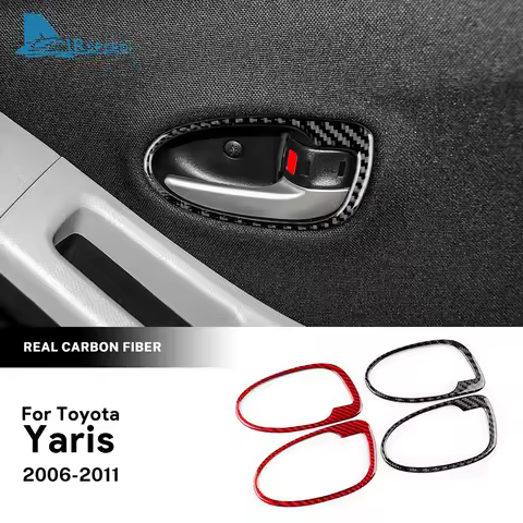 For Toyota Yaris 2006 2007 2008 2009 2010 2011 Real Soft Carbon Fiber Sticker LHD RHD Car Door Handl