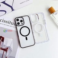 Metal Frame Lens Clear Magnetic Case for iPhone 17 air 11 12 13 14 16 pro max 15 plus x xs xr