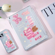 Multi-Color Patchwork Text Pattern Protective Case Compatible With IPad 7/8/9 10.2-Inch, S6 Lite 10.