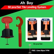 50 pcs/Set Tile Leveling System T Lock with Wrench (Reusable)  | Alat Pasang Meratakan Mozek | 瓷砖找平器