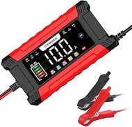 10A Car Battery Charger 12 V, Intelligent Car Battery Charger with 9 Stages Charging, with LCD Displ