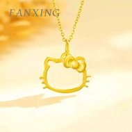 【 FX 】 999/24K Gold（0.8g) Hello Kitty  Pendant KT Cat Pure Gold Necklace Women's Jewelry
