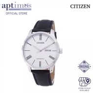 [Aptimos] Citizen Mechanical NH8350-08AB White Dial Men Black Leather Strap Watch