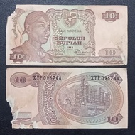 Uang Kuno 10 Rupiah Seri Sudirman Tahun 1968 (Sobek)